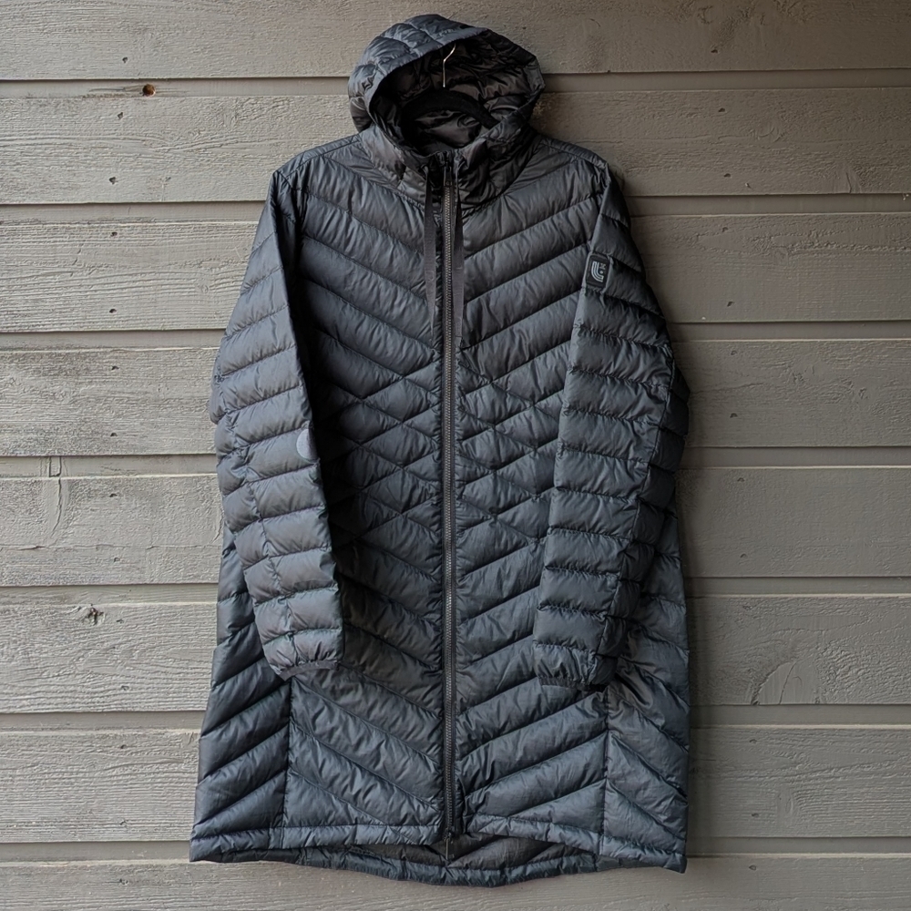 Lole Black Quilted Long Line Insulated Hooded Down Puffer Coat Size XXL